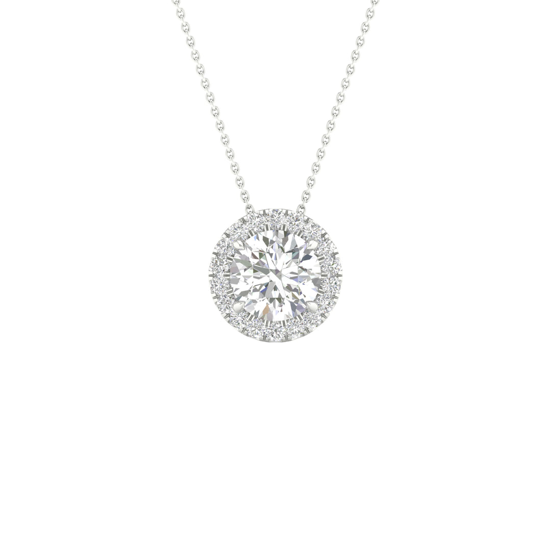 14K White Gold 1.15CT IGI Lab Diamond Pendant for Women
