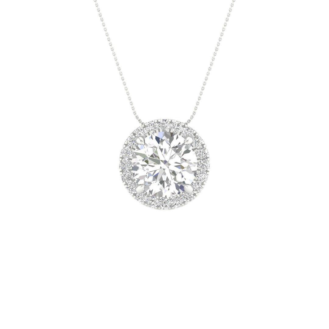 Luminous 14K White Gold 1.62CT Lab Diamond Pendant