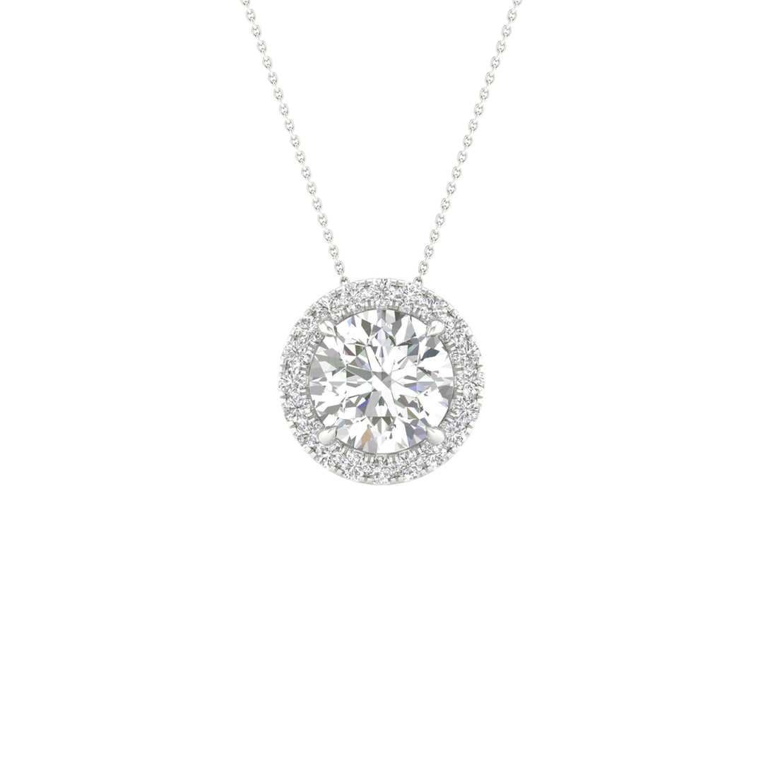 14k White Gold 3.25CT Lab Grown Diamond Pendant Elegance