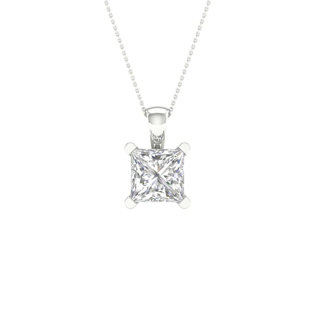 14k White Gold 2CT Lab Diamond Pendant - Certified Elegance