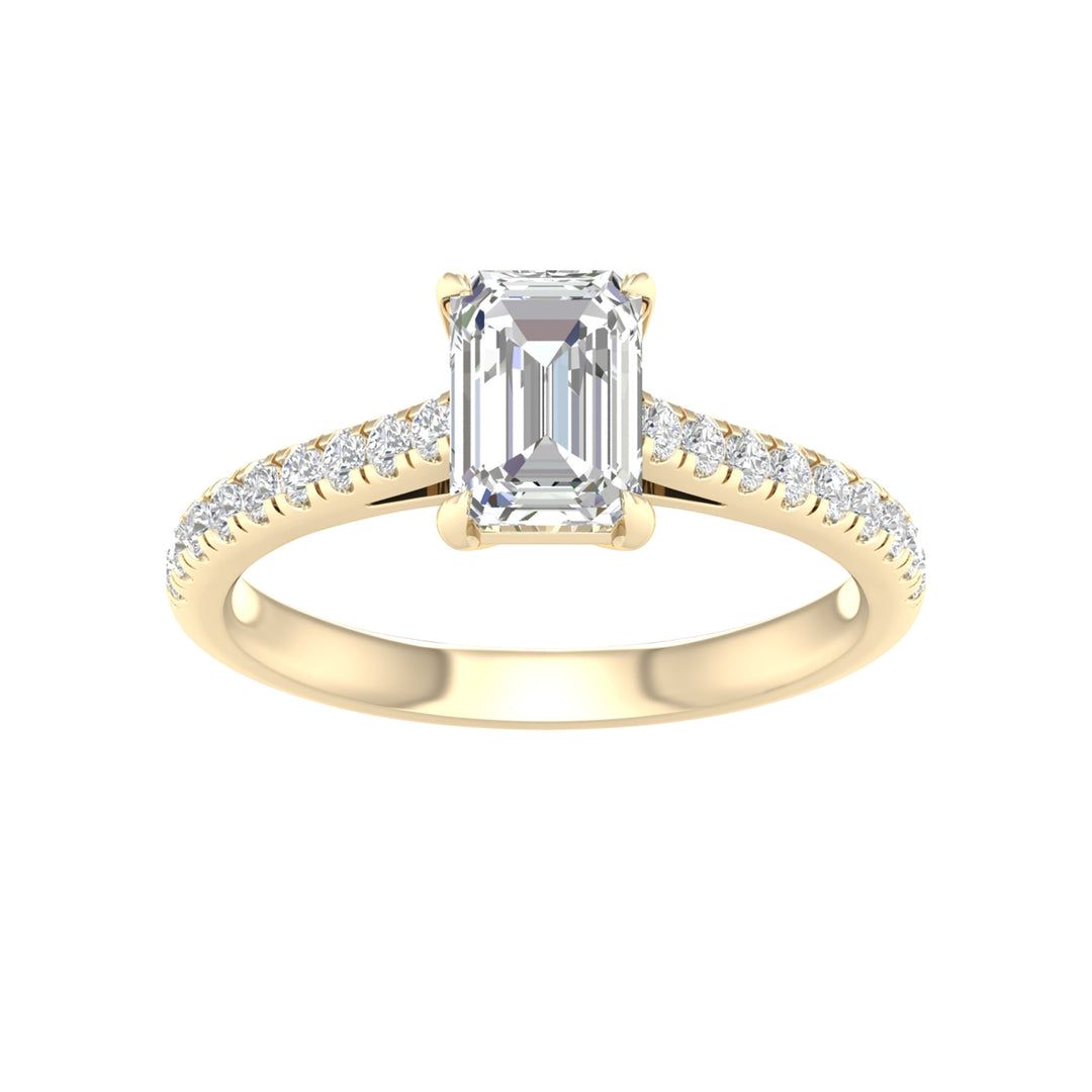 Certified 14K Yellow Gold 1.75CT Lab Diamond Engagement Ring