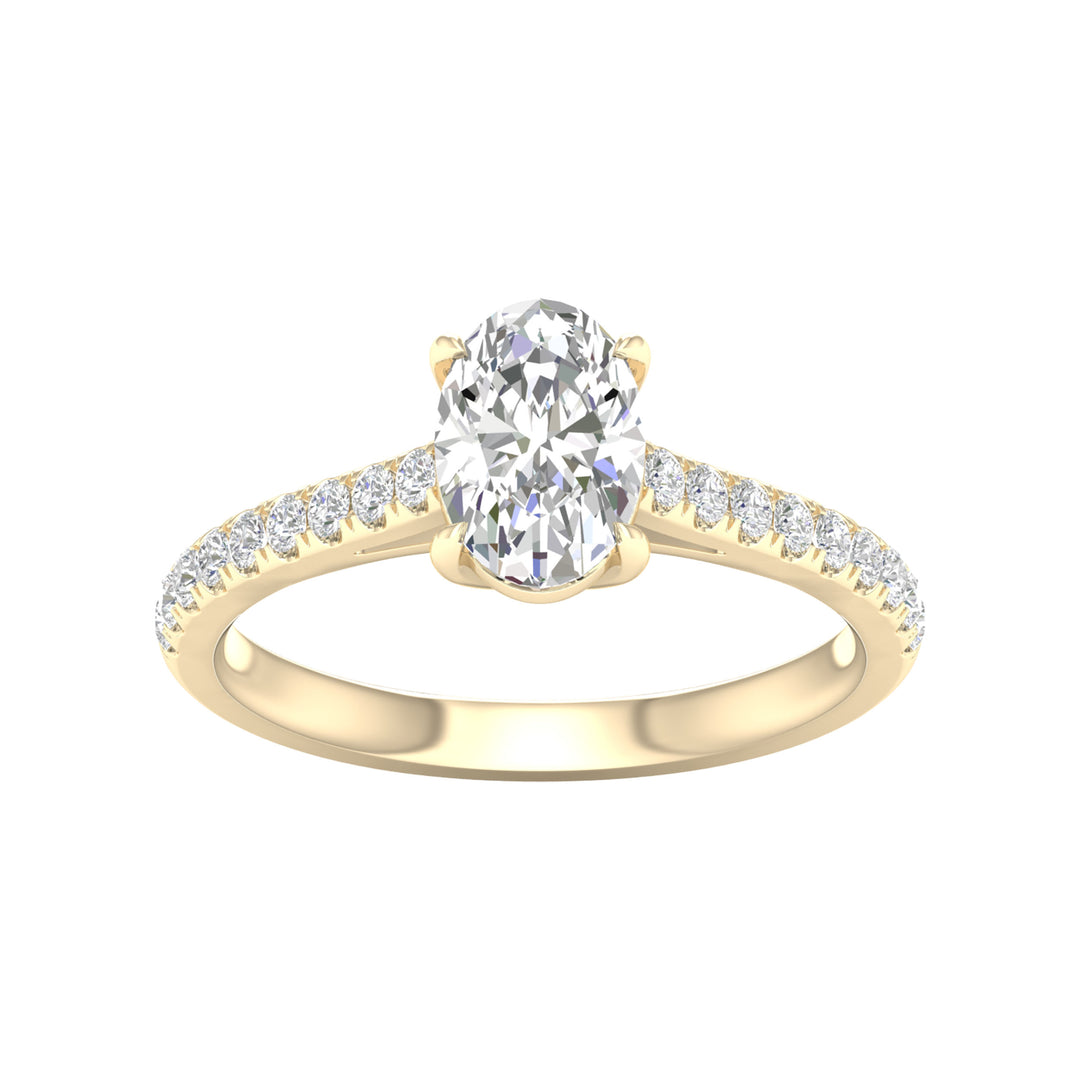 Certified 14K Yellow Gold 1.75CT Lab Diamond Engagement Ring