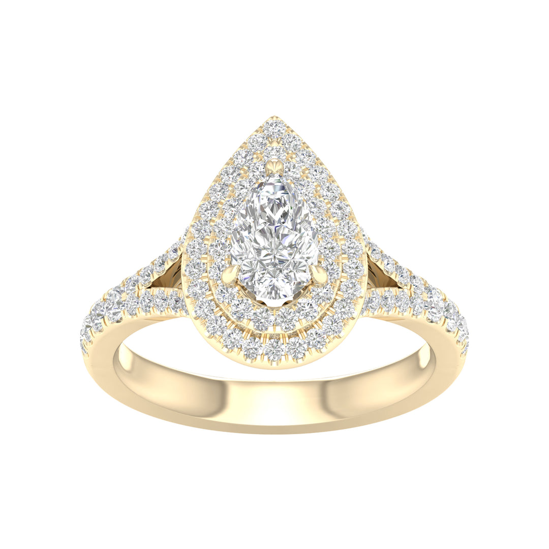 Certified 14K Yellow Gold 1.25CT Lab Diamond Engagement Ring