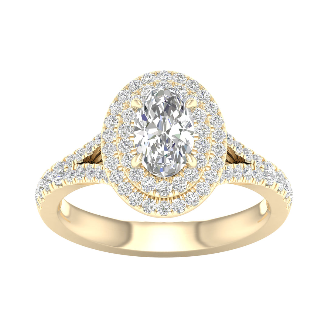 Brilliant 14K Yellow Gold 1.25CT Lab Diamond Engagement Ring