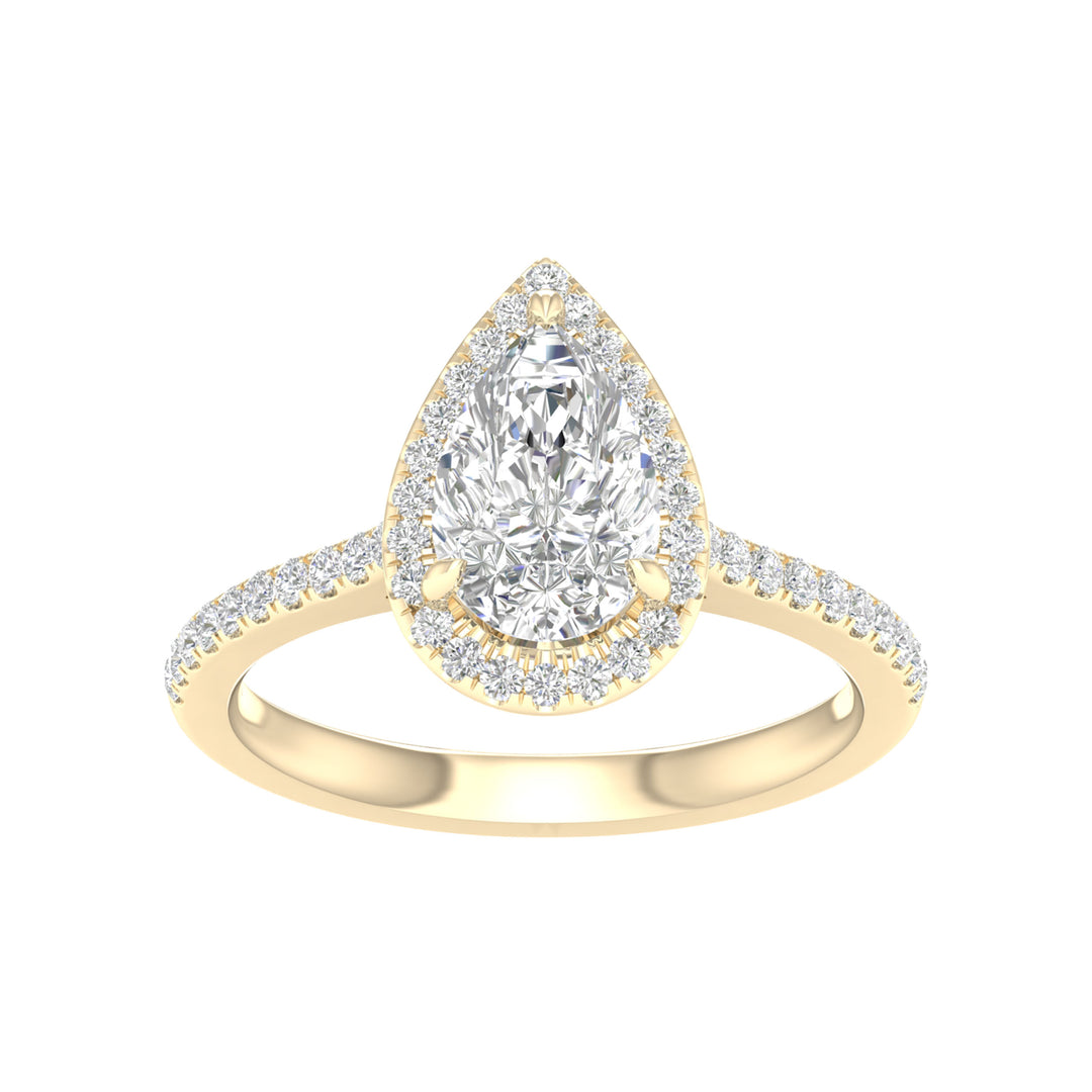 Certified 14K Yellow Gold 1.75CT Lab Diamond Engagement Ring