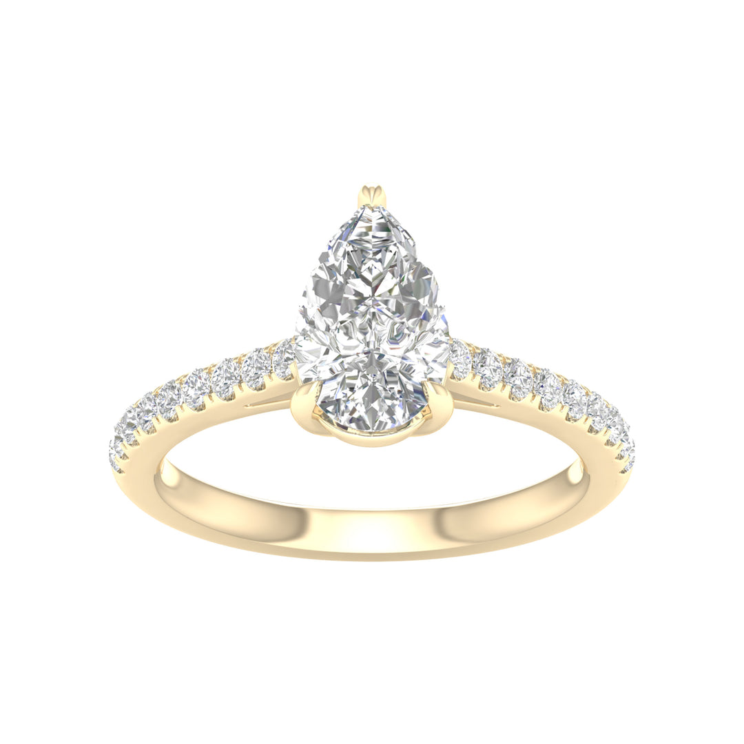 Brilliant 14K Yellow Gold 1.75CT Lab Diamond Engagement Ring