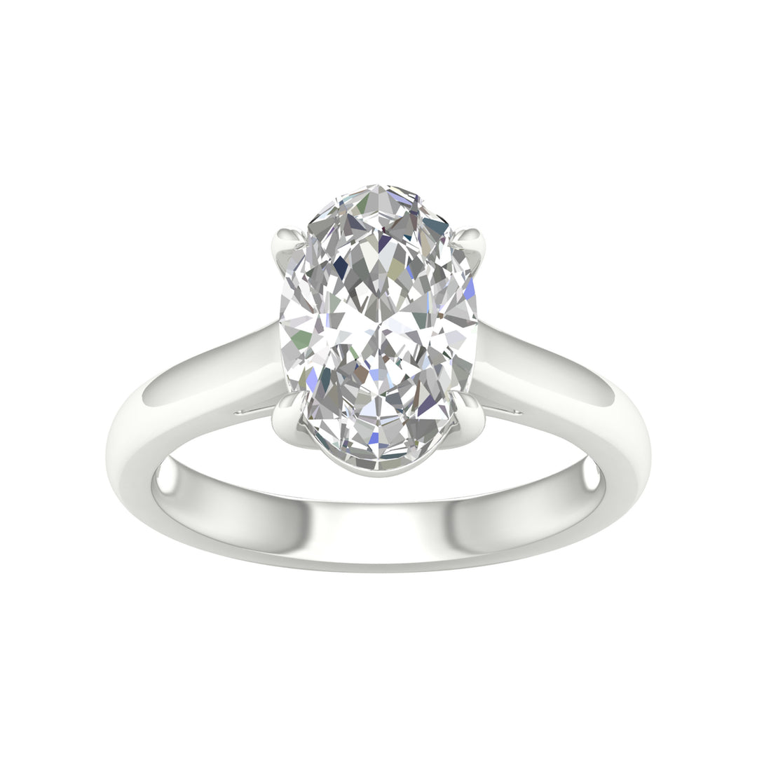 Brilliant 14K White Gold 3CT Lab Diamond Solitaire Ring