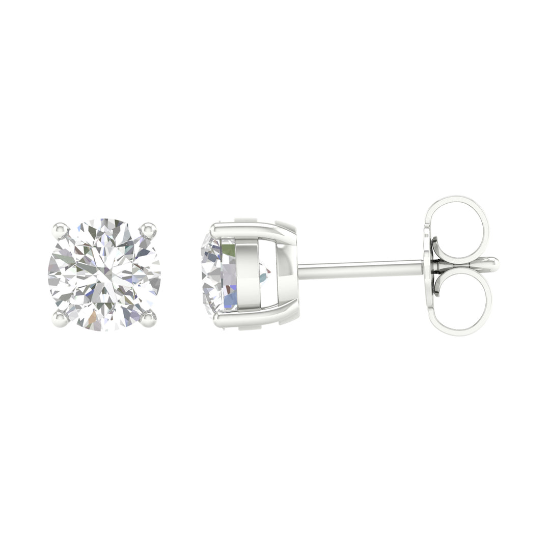 14k White Gold 2CT Lab Diamond Stud Earrings - Certified Brilliance