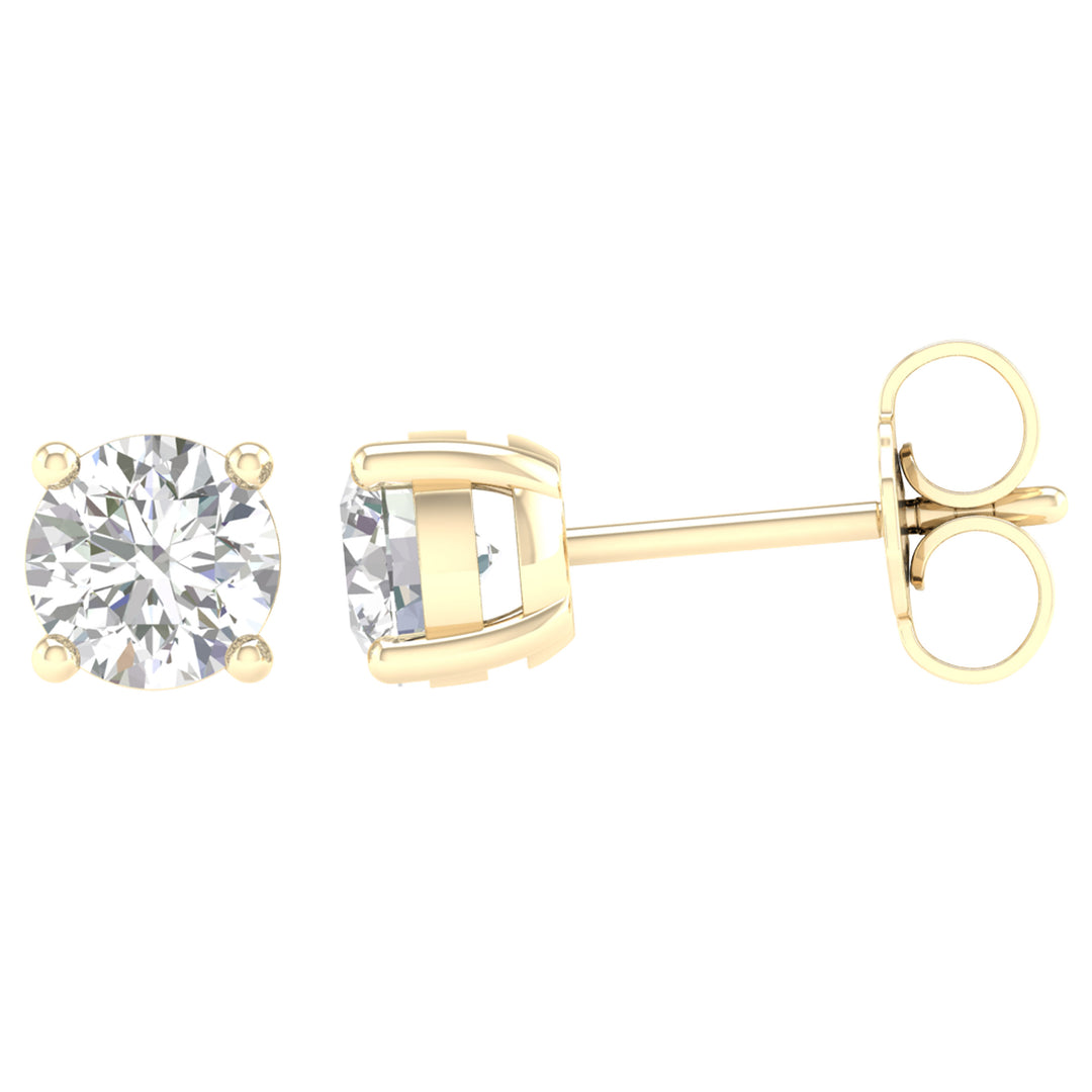14K Yellow Gold 1CT Lab Diamond Stud Earrings - Certified