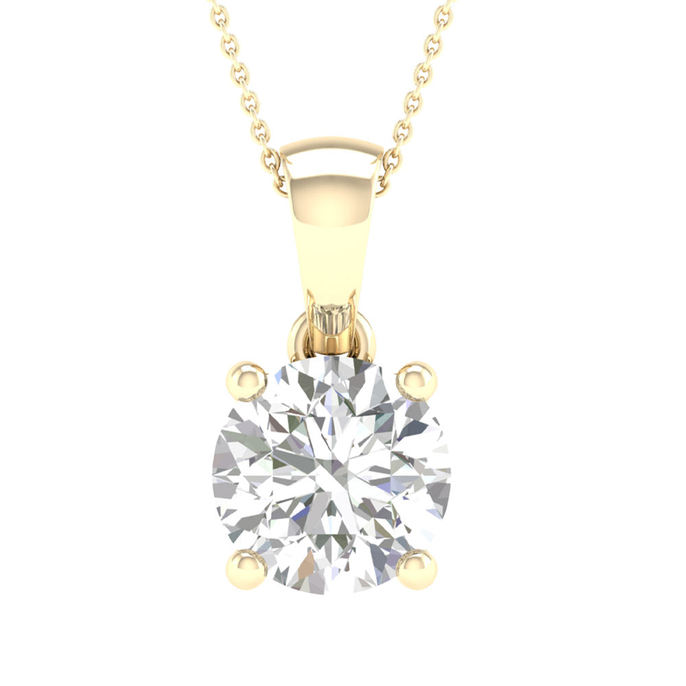 14K Yellow Gold 2CT Lab Diamond Pendant - Certified Brilliance