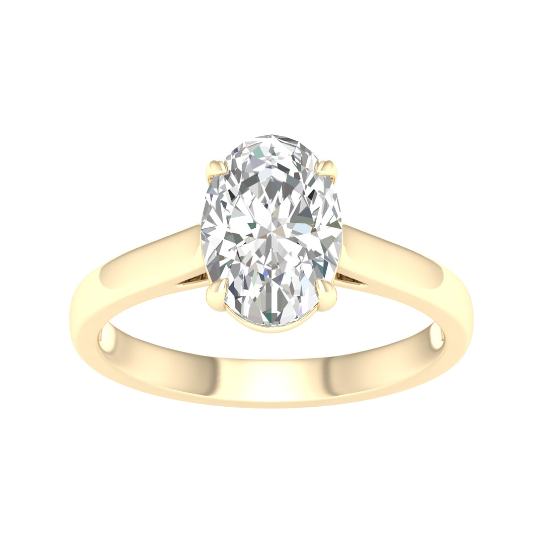 Certified 14K Yellow Gold 2CT Lab Diamond Solitaire Ring