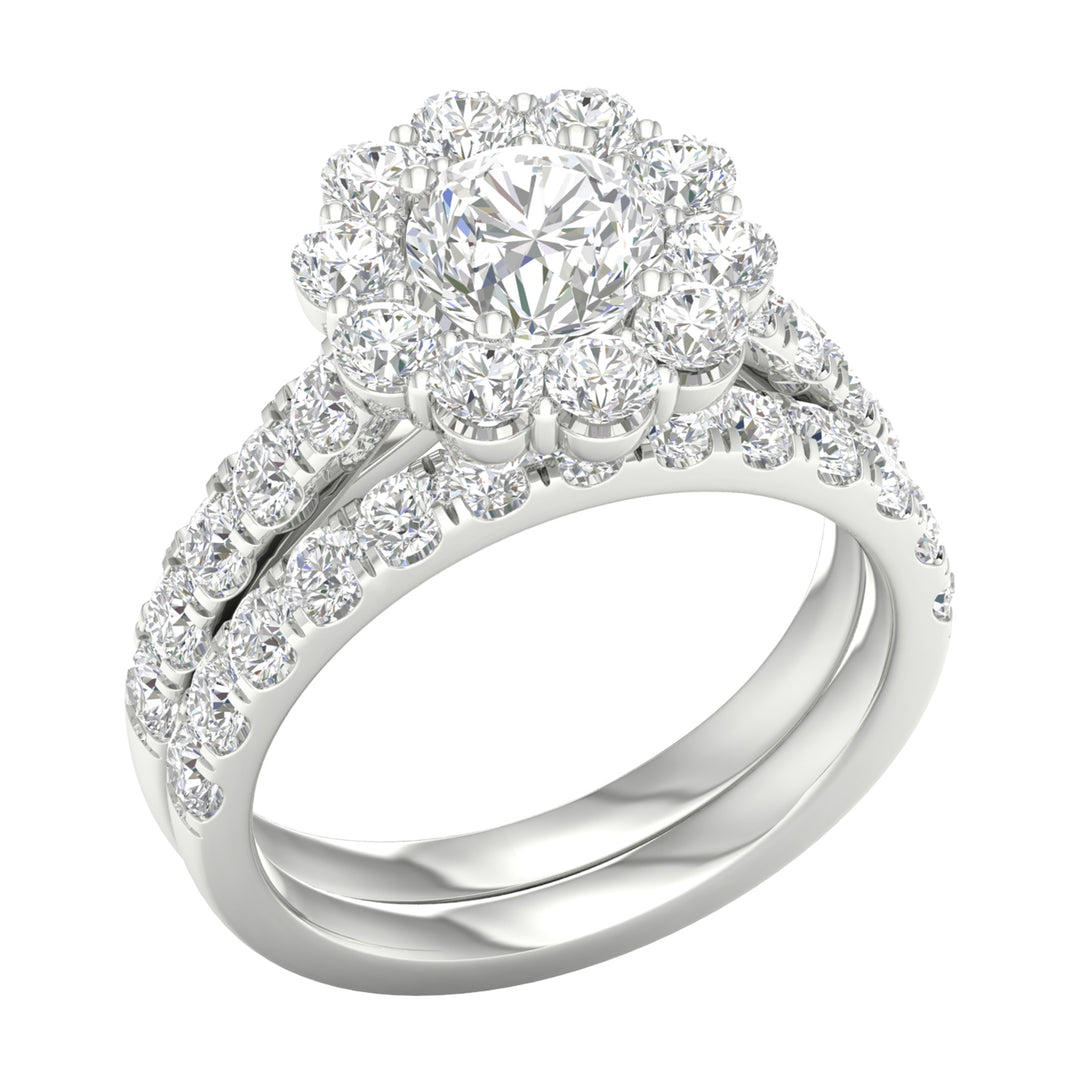 Brilliant 14K White Gold 3CT Lab Grown Diamond Bridal Ring