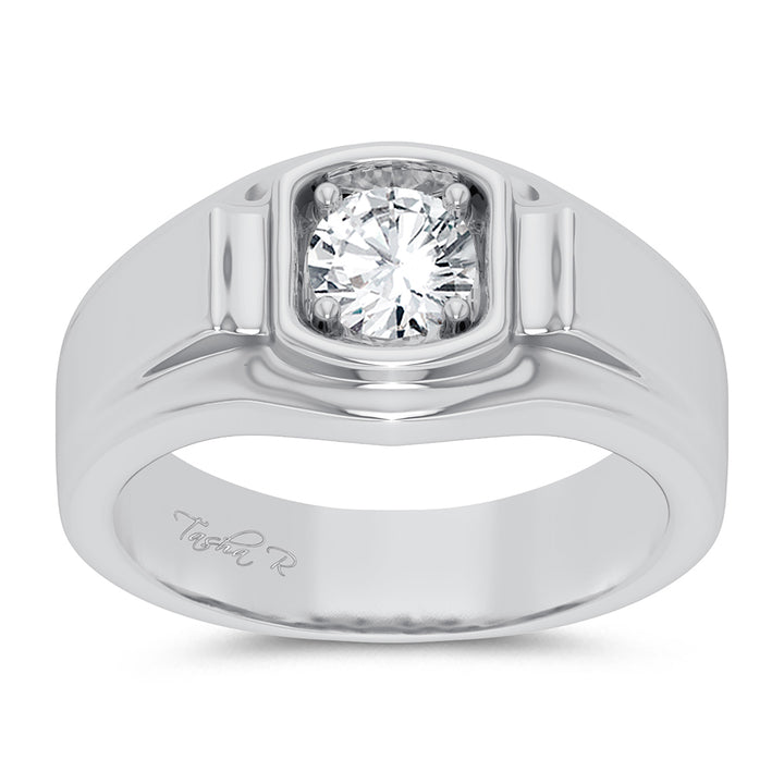Modern 14K White Gold Lab Diamond Mens Wedding Band Ring