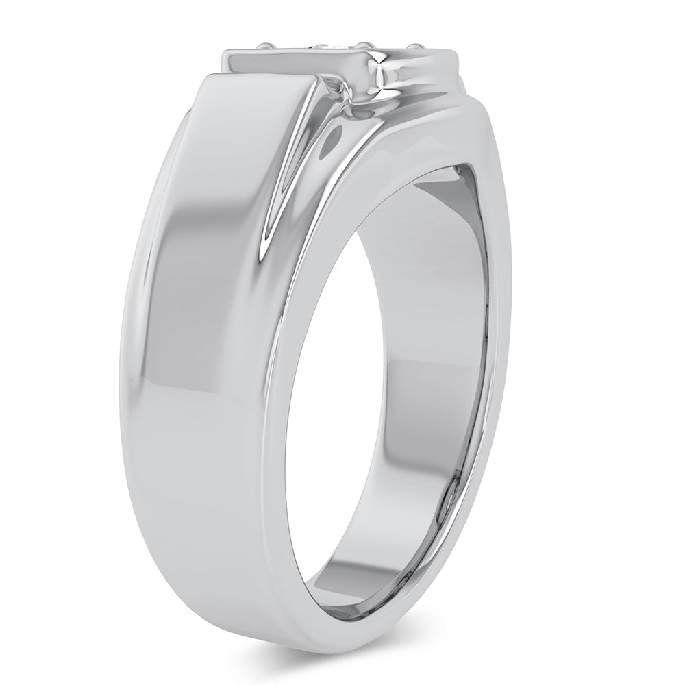 Modern 14K White Gold Lab Diamond Mens Wedding Band Ring