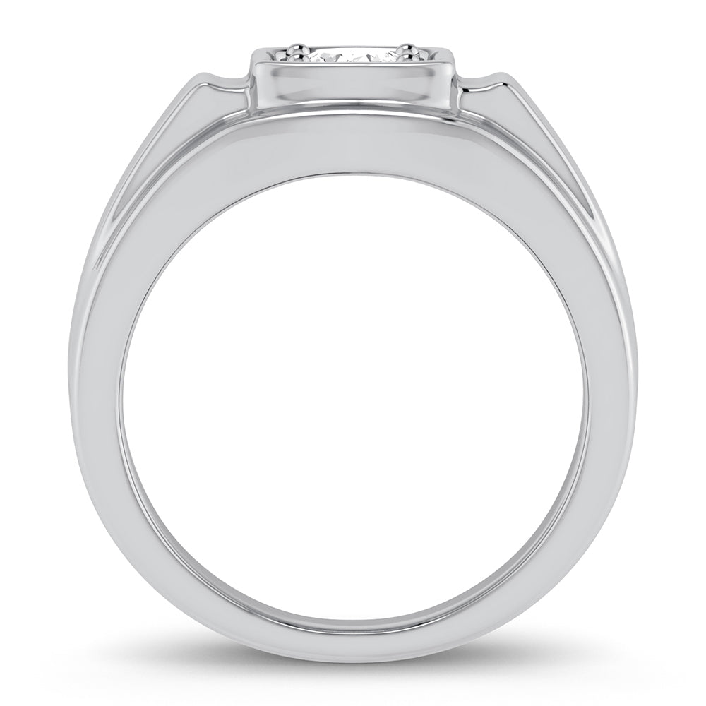 Modern 14K White Gold Lab Diamond Mens Wedding Band Ring