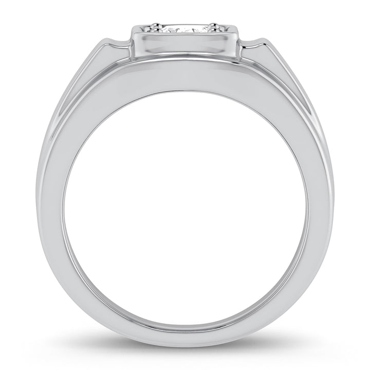 Modern 14K White Gold Lab Diamond Mens Wedding Band Ring