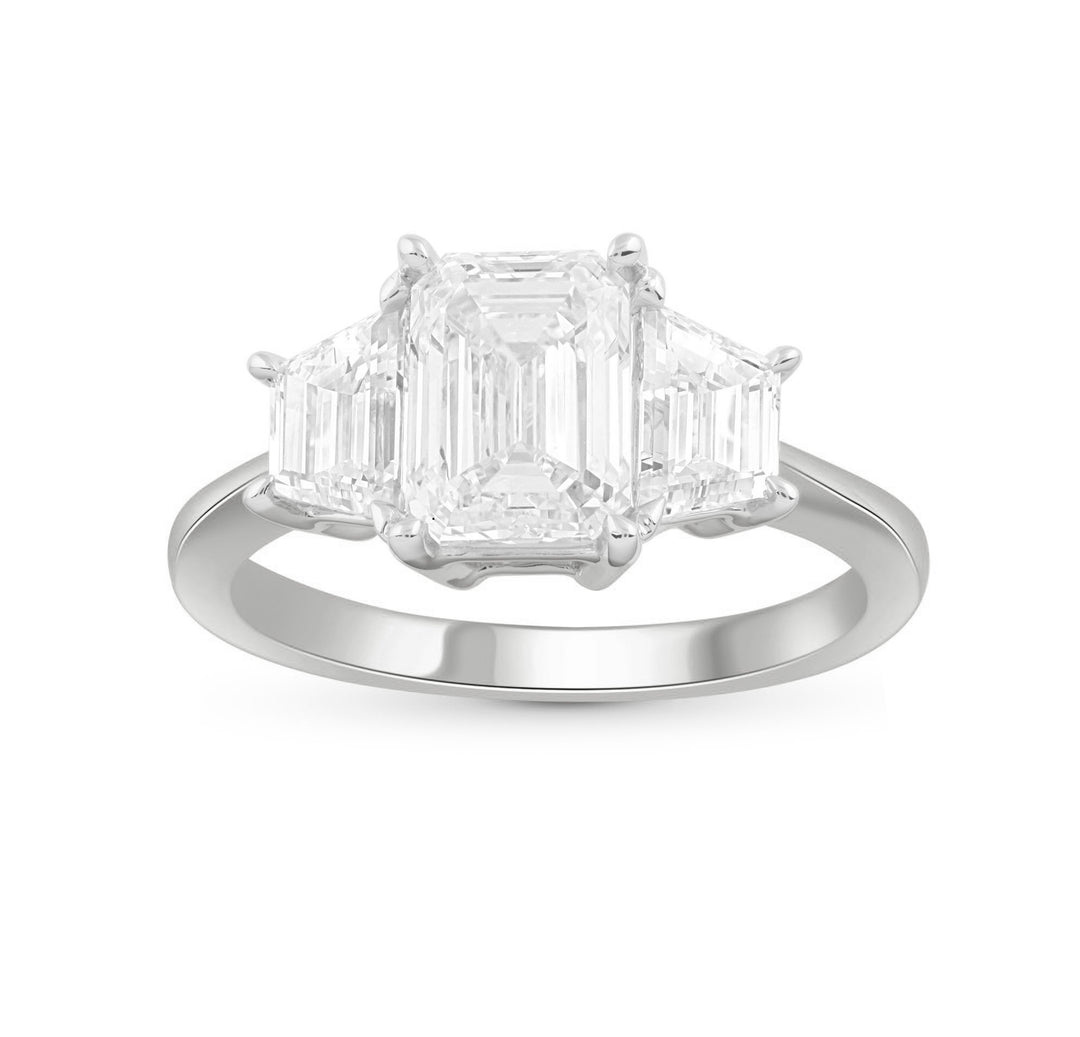 Brilliant 14K White Gold 3.20CT Lab Diamond Engagement Ring