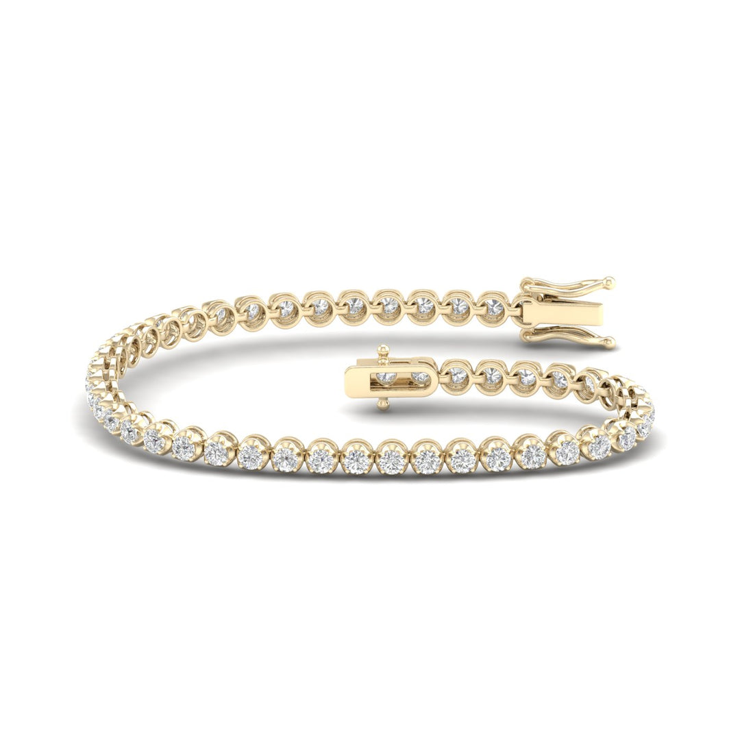 14K Yellow Gold 3CT Lab Diamond Womens Tennis Bracelet