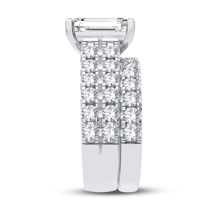 14k White Gold 5CT Certified Lab Diamond Bridal Ring Set