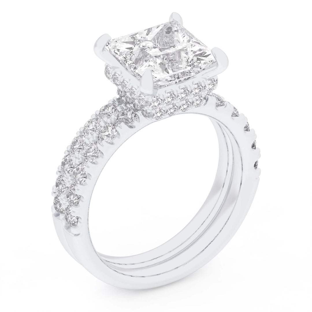 Brilliant 14k White Gold 1.75ct Lab Diamond Bridal Ring Set