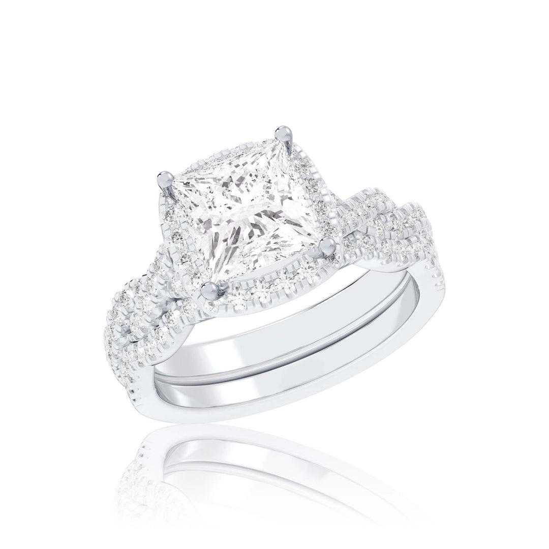 Brilliant 14K White Gold 1.54CT Lab Diamond Bridal Ring