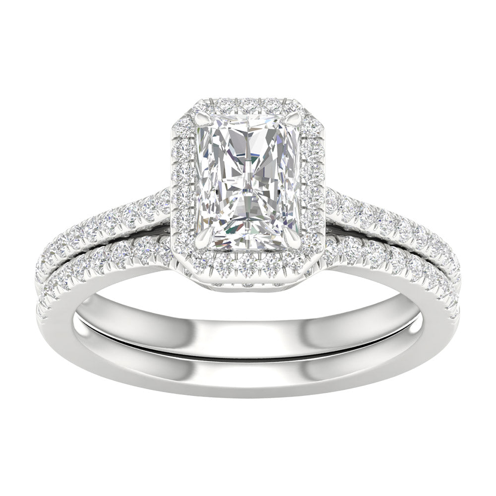 14K White Gold 1.75CT Lab Diamond Bridal Ring Set