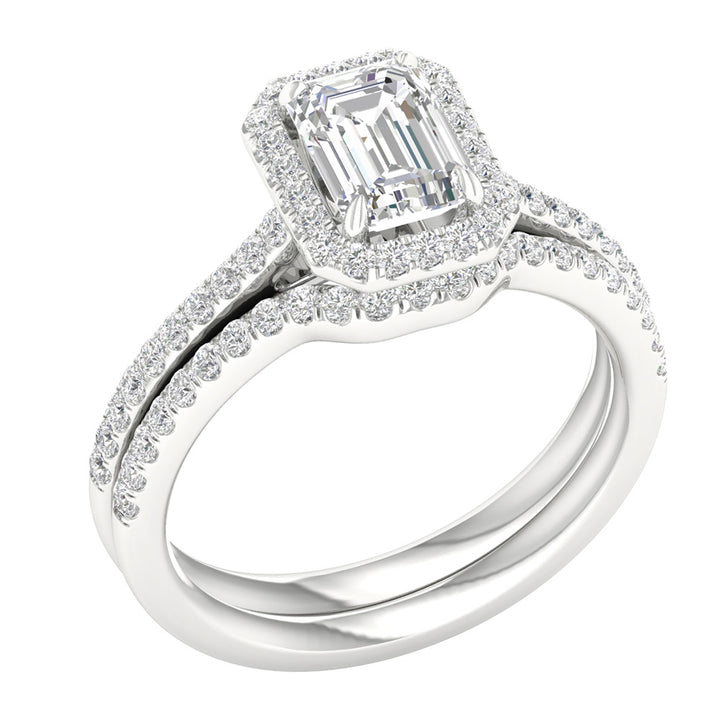 14k White Gold 1.45CT Lab Grown Diamond Bridal Set Elegance