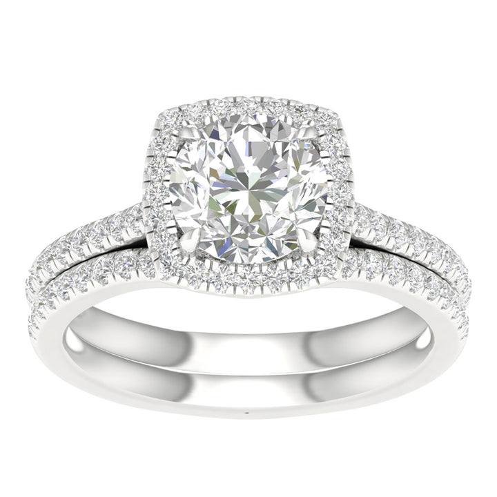 Certified 14K White Gold Lab Diamond Bridal Ring Set