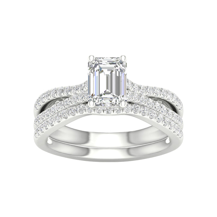 14k White Gold 1.40ct Lab Diamond Bridal Ring Set