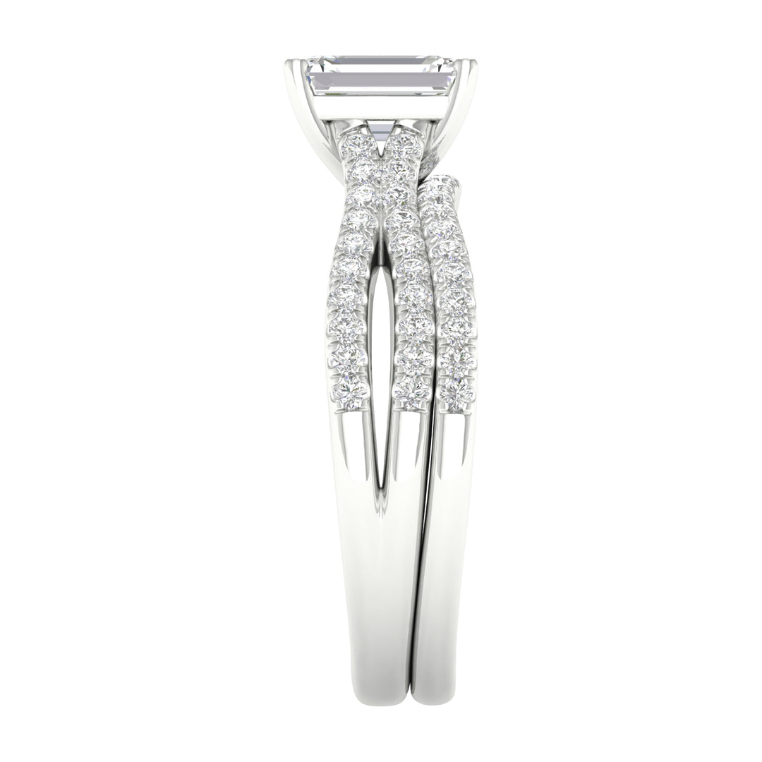 14k White Gold 1.40ct Lab Diamond Bridal Ring Set