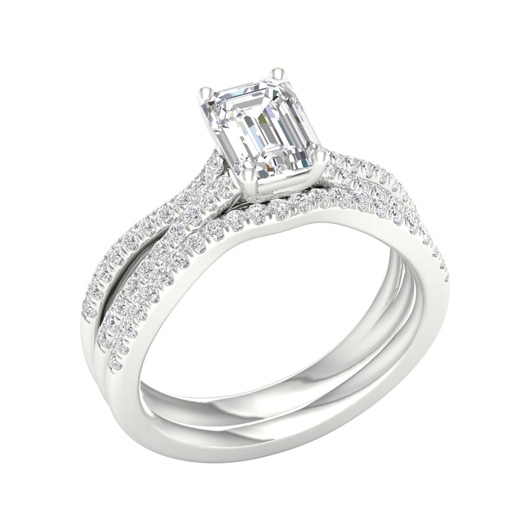 14k White Gold 1.40ct Lab Diamond Bridal Ring Set