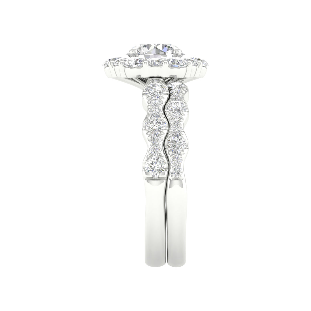 14k White Gold 2.25CT Lab Diamond Bridal Ring Set