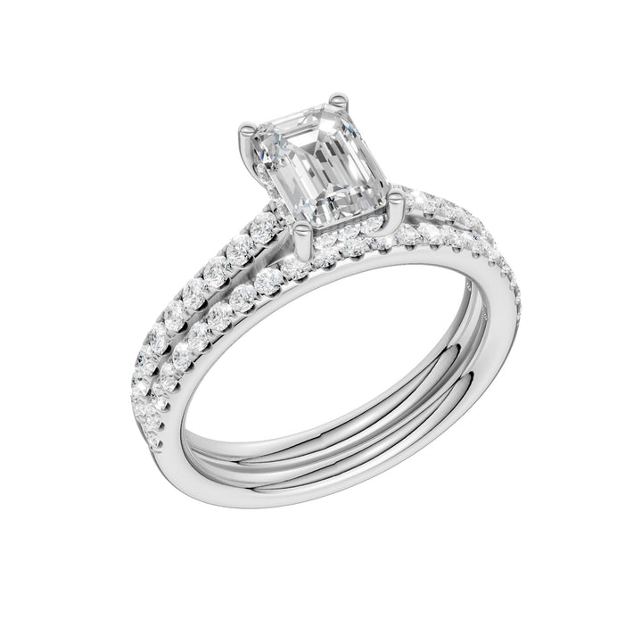 14k White Gold 1.50CT Lab Diamond Bridal Ring Set
