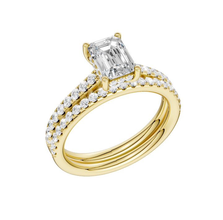 14K Yellow Gold 1.50CT Lab Diamond Bridal Ring Set