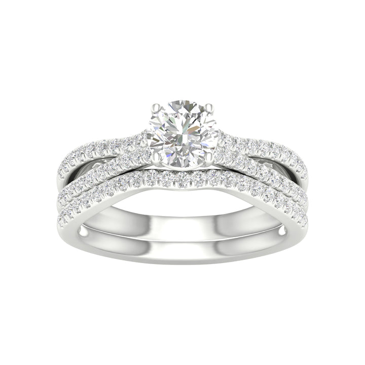 14k White Gold 1.40CT Lab Diamond Bridal Ring Set