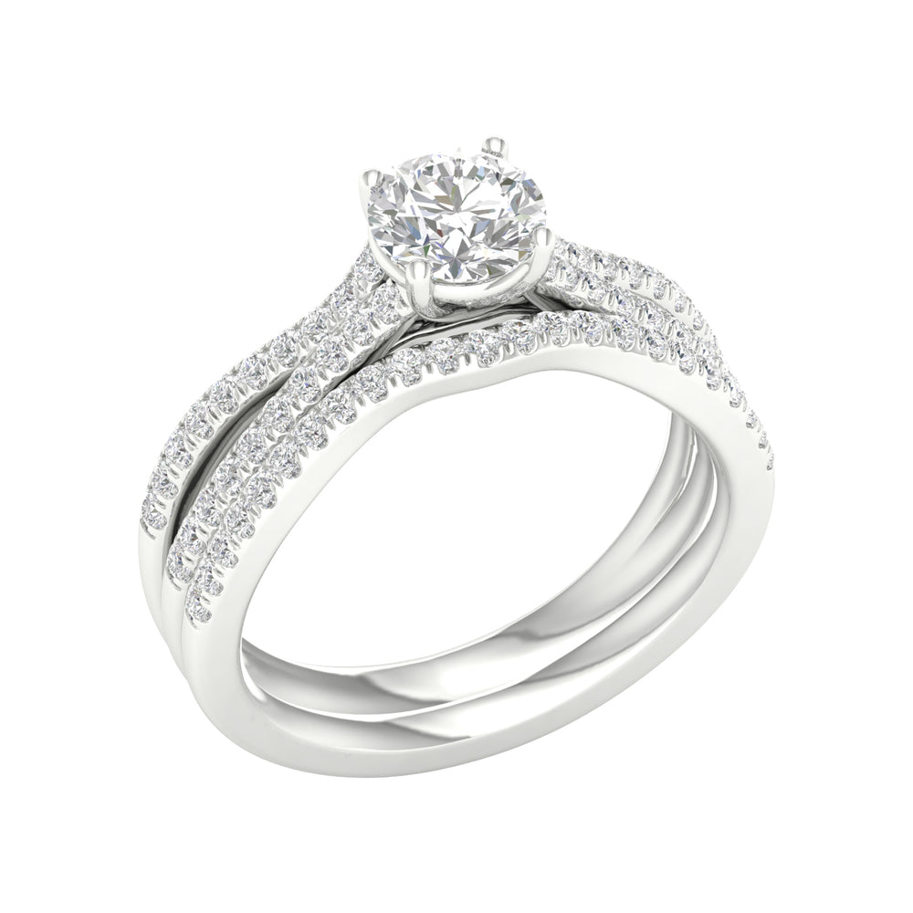 14k White Gold 1.40CT Lab Diamond Bridal Ring Set