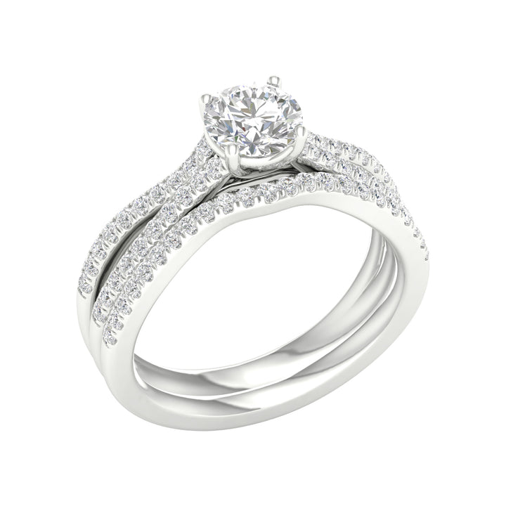 14k White Gold 1.40CT Lab Diamond Bridal Ring Set
