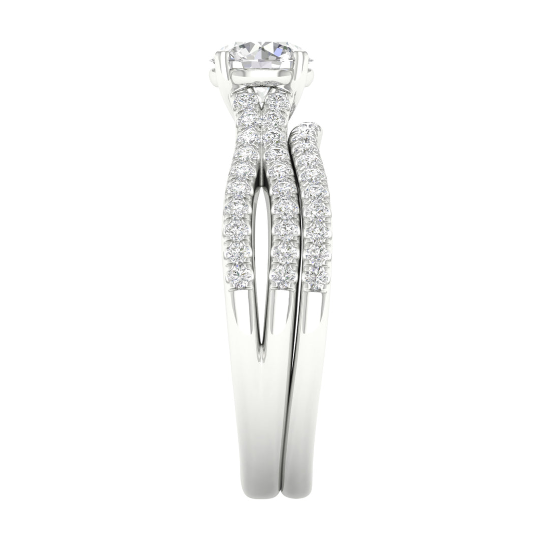14k White Gold 1.40CT Lab Diamond Bridal Ring Set