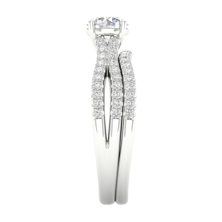 14k White Gold 1.40CT Lab Diamond Bridal Ring Set