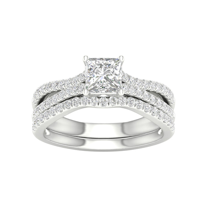 Certified 14K White Gold 1.40CT Lab Diamond Bridal Set