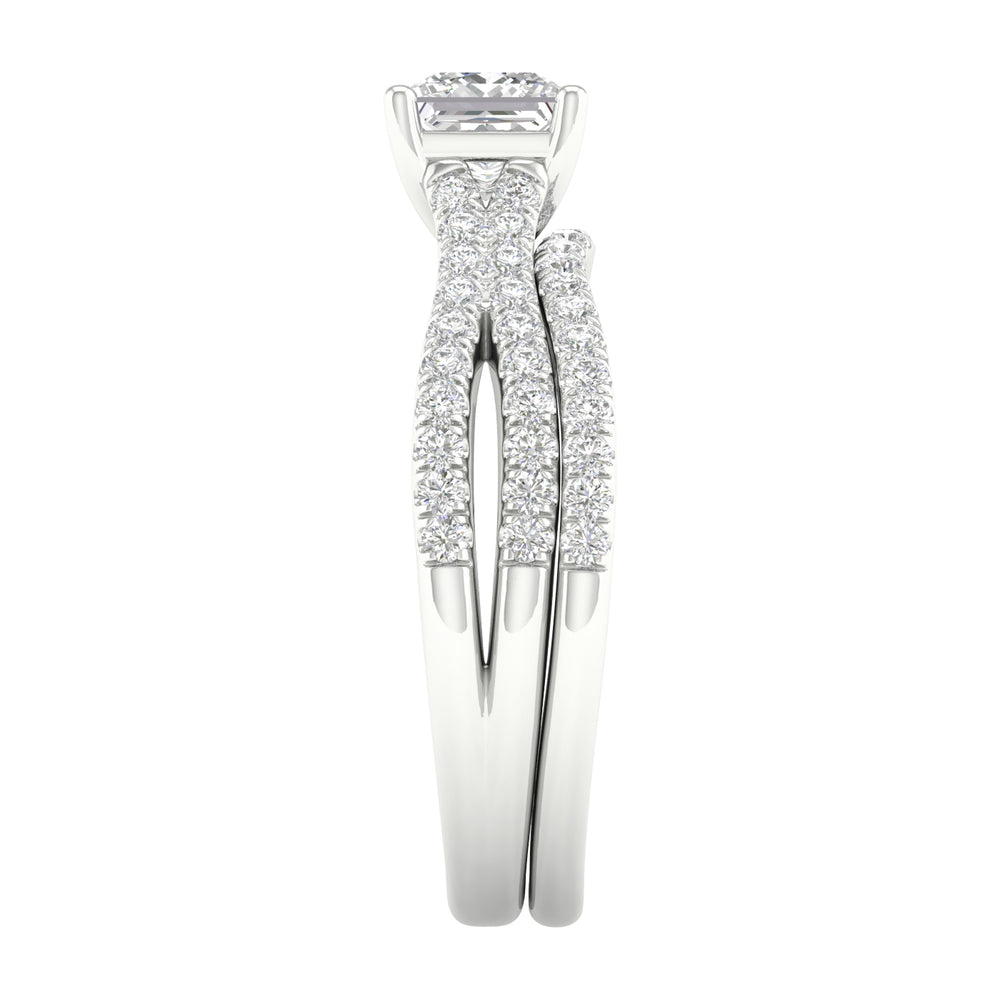 Certified 14K White Gold 1.40CT Lab Diamond Bridal Set