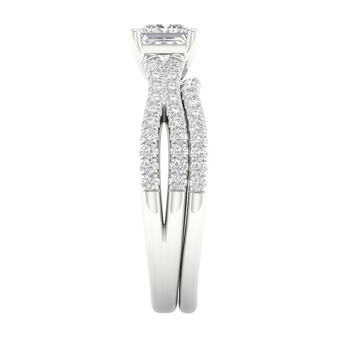 Certified 14K White Gold 1.40CT Lab Diamond Bridal Set