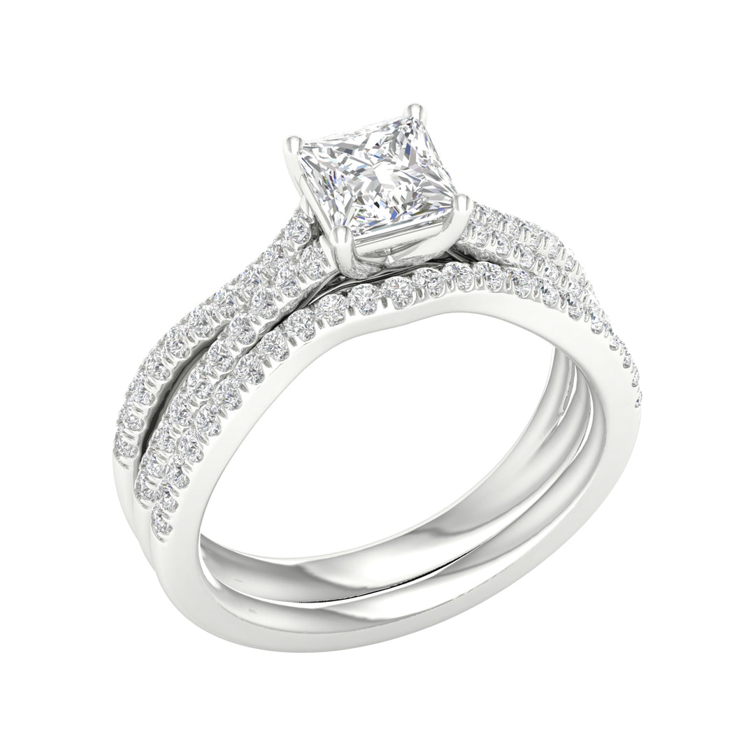 Certified 14K White Gold 1.40CT Lab Diamond Bridal Set