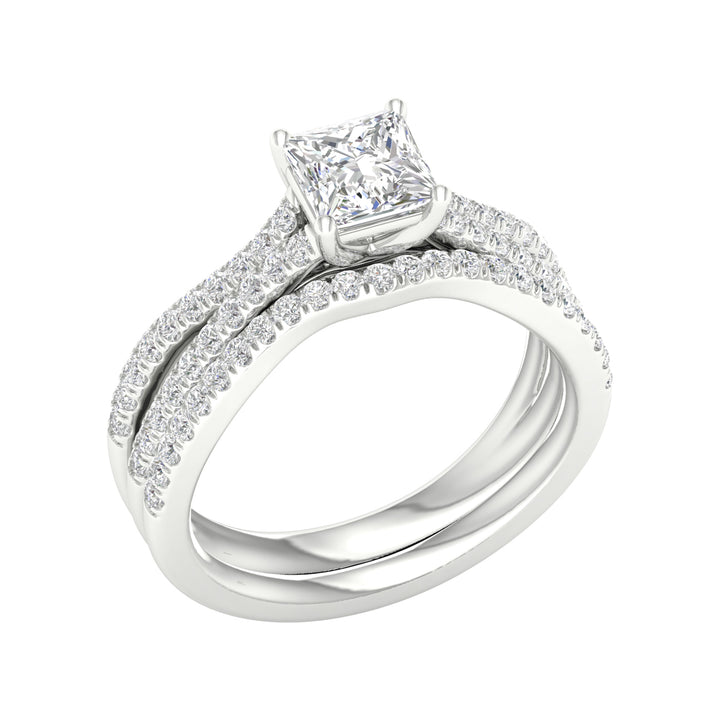 Certified 14K White Gold 1.40CT Lab Diamond Bridal Set