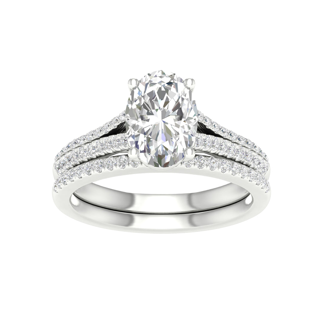 Timeless 14k White Gold Lab Diamond Wedding Ensemble
