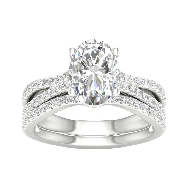 14k White Gold 1.40CT Lab Diamond Bridal Ring Set