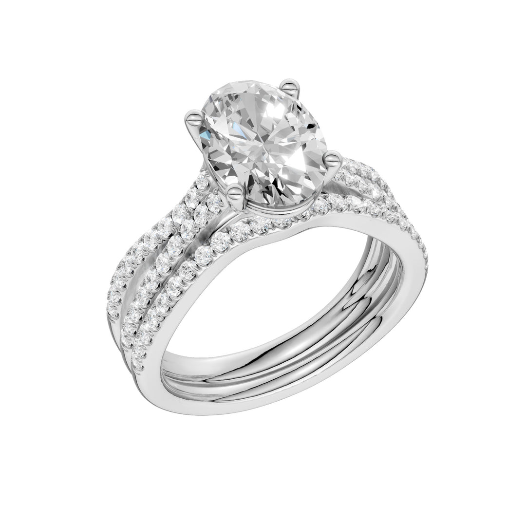 14k White Gold 1.40CT Lab Diamond Bridal Ring Set