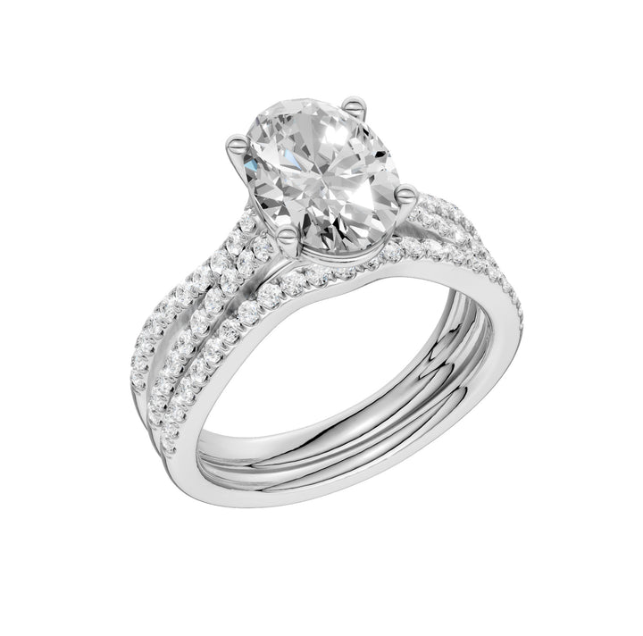 14k White Gold 1.40CT Lab Diamond Bridal Ring Set