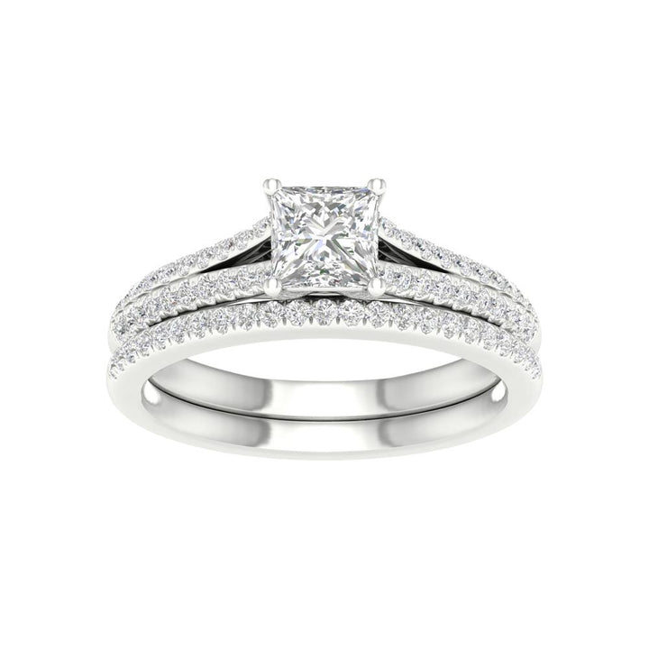 Brilliant 14K White Gold Lab Diamond Bridal Ring Set