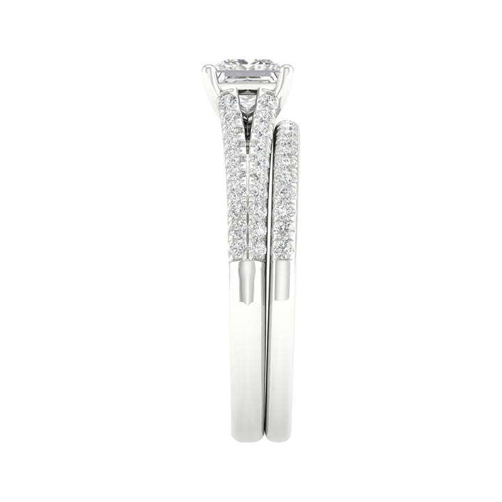 Brilliant 14K White Gold Lab Diamond Bridal Ring Set